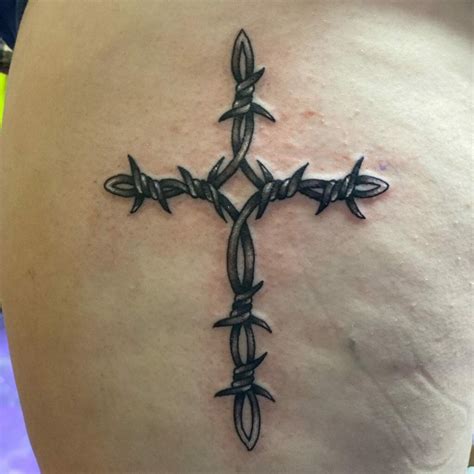 barbwire cross tattoo|barbed wire bleeding heart tattoo.